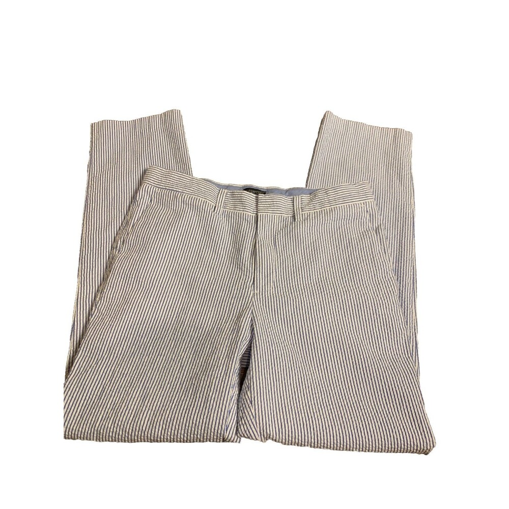 Crewcuts J Crew Pants Thompson Boys Seersucker Blue White Striped Sz 12 Preppy